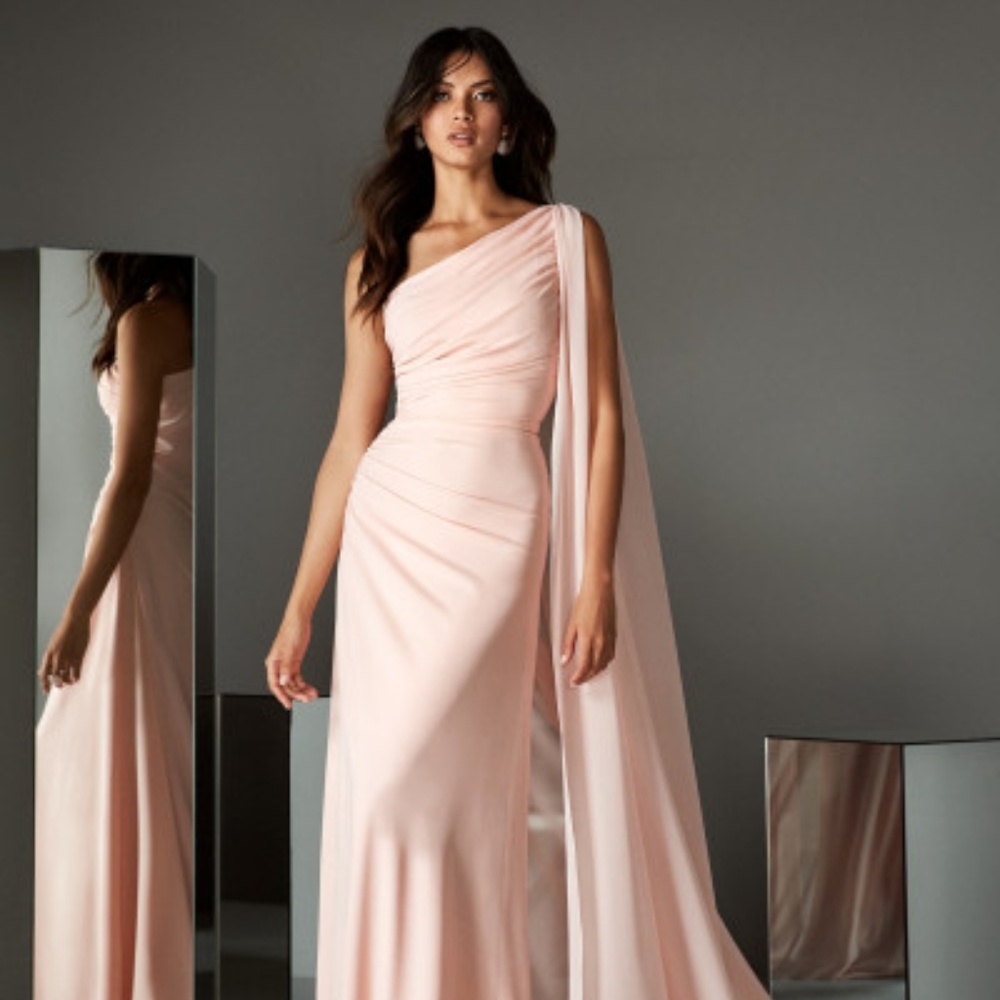 Pronovias Light Pink Gown with Chiffon Cape